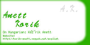 anett korik business card